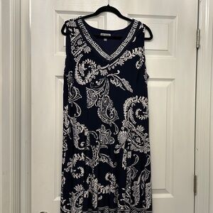 JM Collection Navy and White Paisley Dress